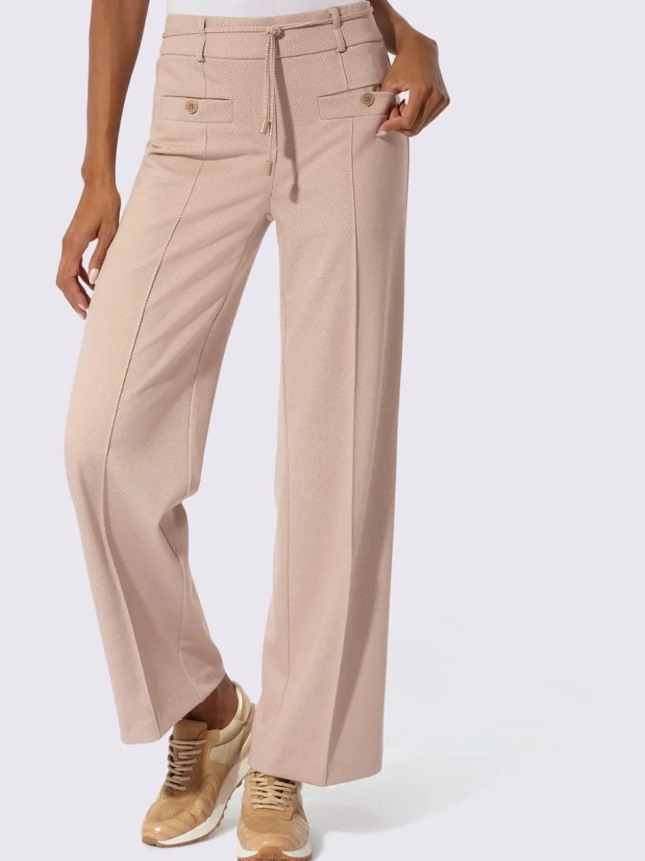 Pantalon en jersey taille haute avec ceinture élastique et poches
