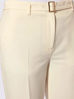 Pantalon en laine avec ceinture en tissu et poches latérales