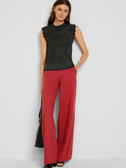 Pantalon en lin avec ceinture élastiquée et poches devant