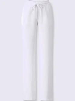 Pantalon en lin avec jambes larges et ceinture élastique