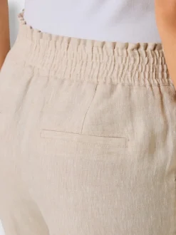 Pantalon en lin avec large ceinture élastique et poches