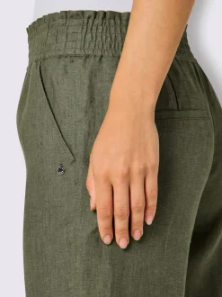 Pantalon en lin avec large ceinture élastique et poches