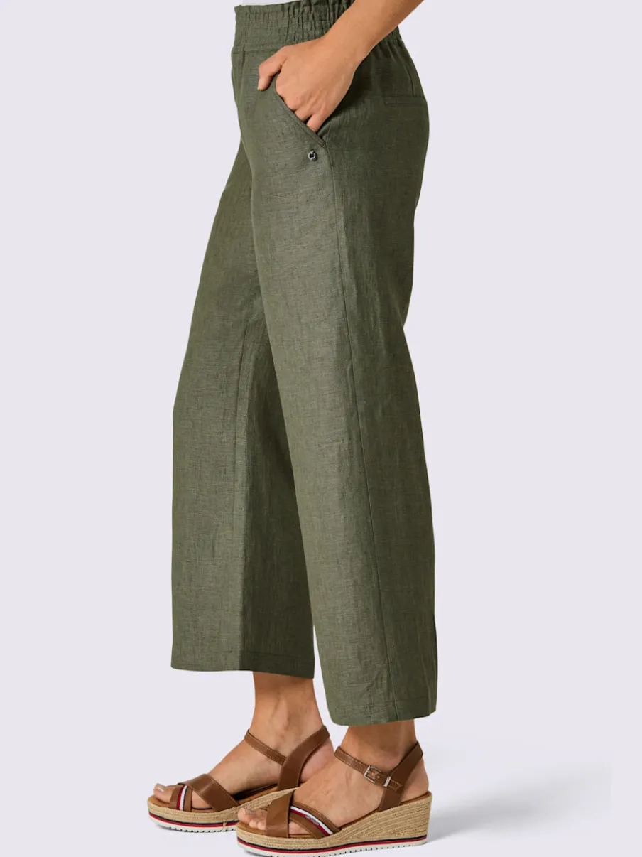 Pantalon en lin avec large ceinture élastique et poches