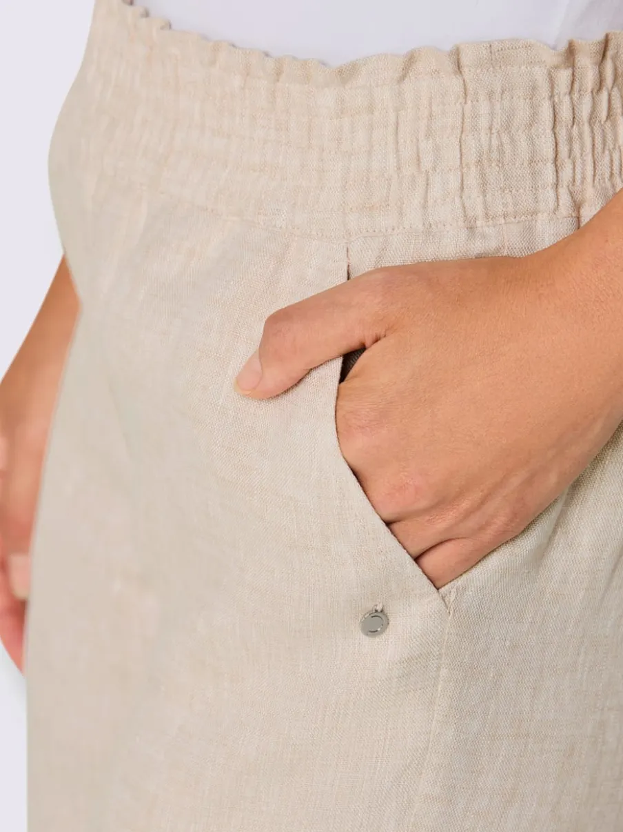 Pantalon en lin avec large ceinture élastique et poches