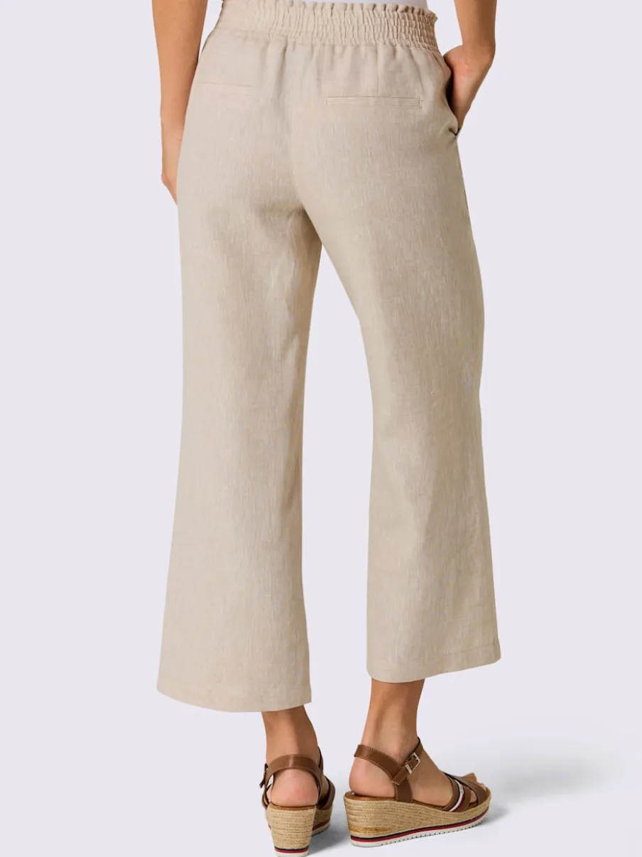 Pantalon en lin avec large ceinture élastique et poches