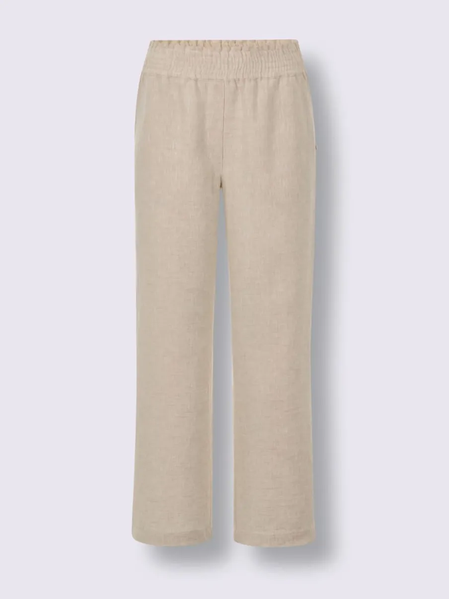 Pantalon en lin avec large ceinture élastique et poches