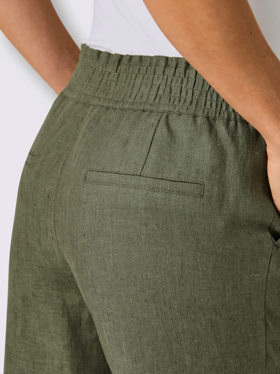 Pantalon en lin avec large ceinture élastique et poches