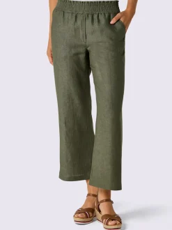 Pantalon en lin avec large ceinture élastique et poches