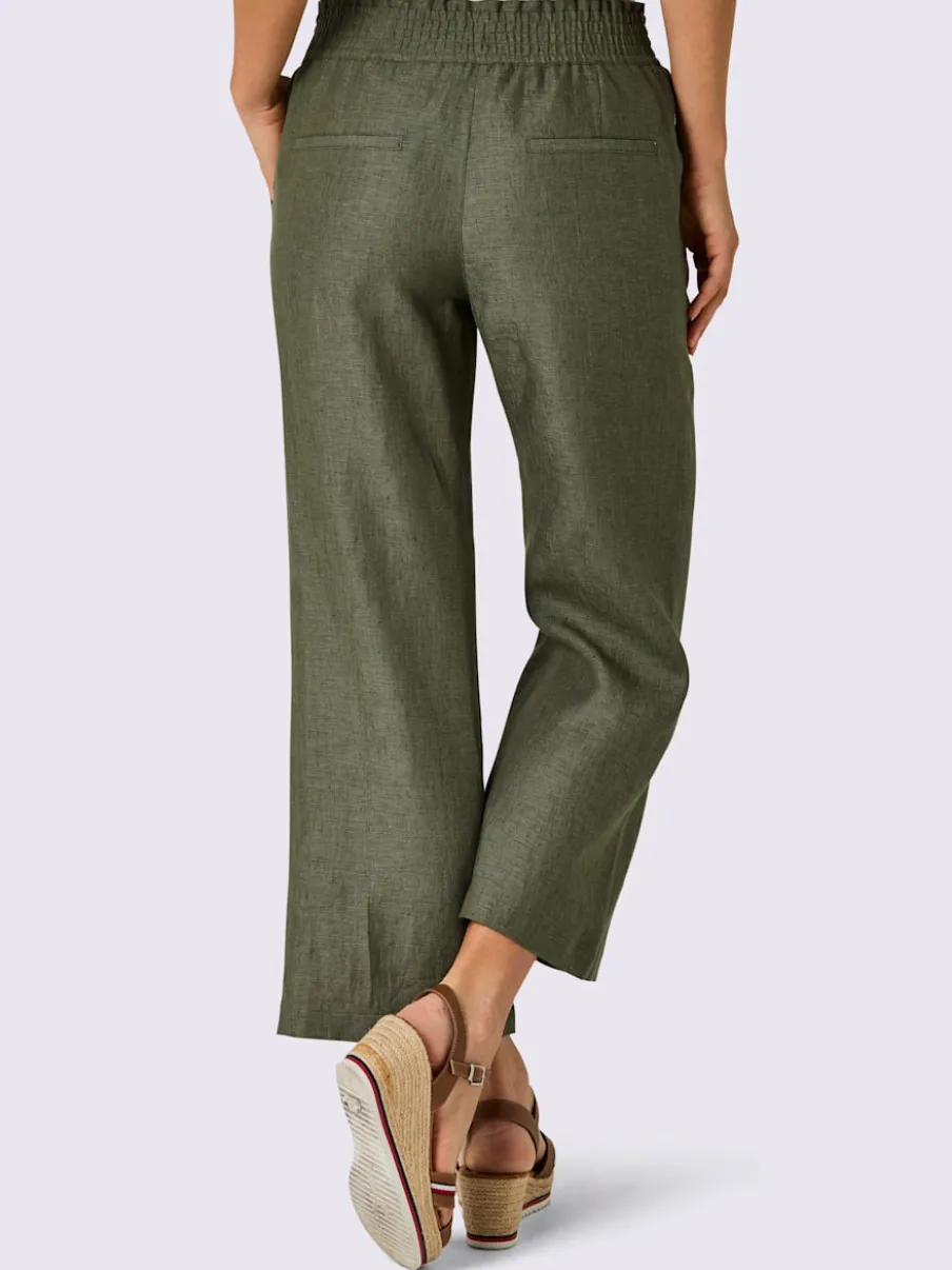 Pantalon en lin avec large ceinture élastique et poches
