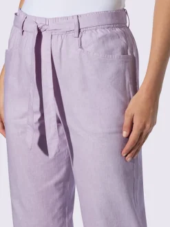 Pantalon en lin et coton avec ceinture à nouer amovible