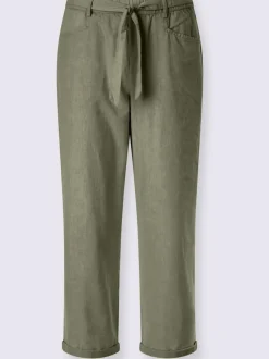 Pantalon en lin et coton avec ceinture à nouer amovible