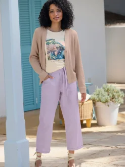 Pantalon en lin et coton avec ceinture à nouer amovible