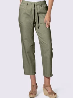 Pantalon en lin et coton avec ceinture à nouer amovible