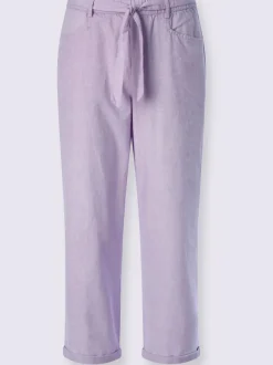 Pantalon en lin et coton avec ceinture à nouer amovible