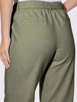 Pantalon en lin et coton avec ceinture à nouer amovible