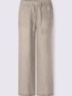 Pantalon en lin léger à jambes amples avec ceinture élastique