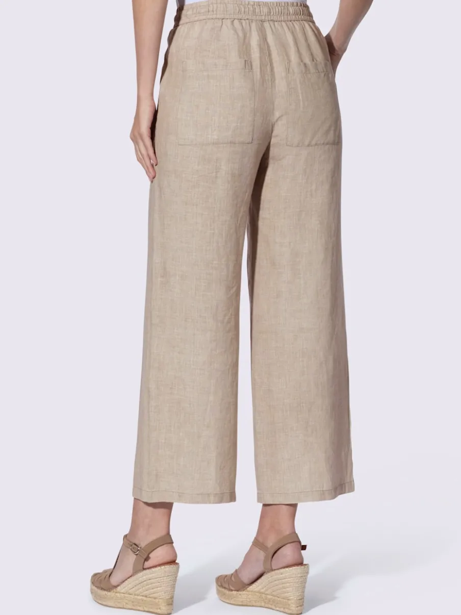 Pantalon en lin léger à jambes amples avec ceinture élastique
