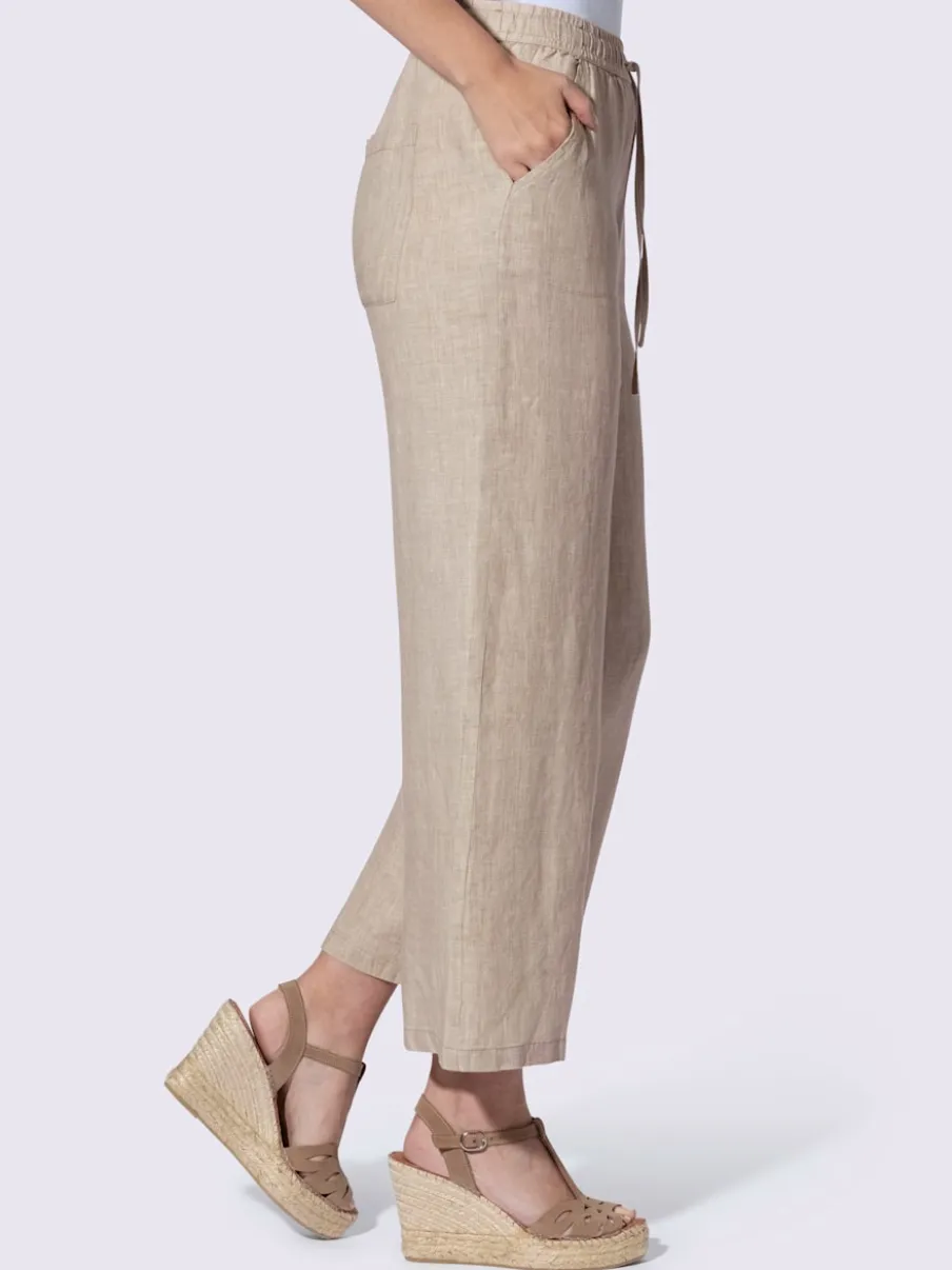 Pantalon en lin léger à jambes amples avec ceinture élastique