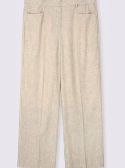 Pantalon en lin plis repassés, effet affinant