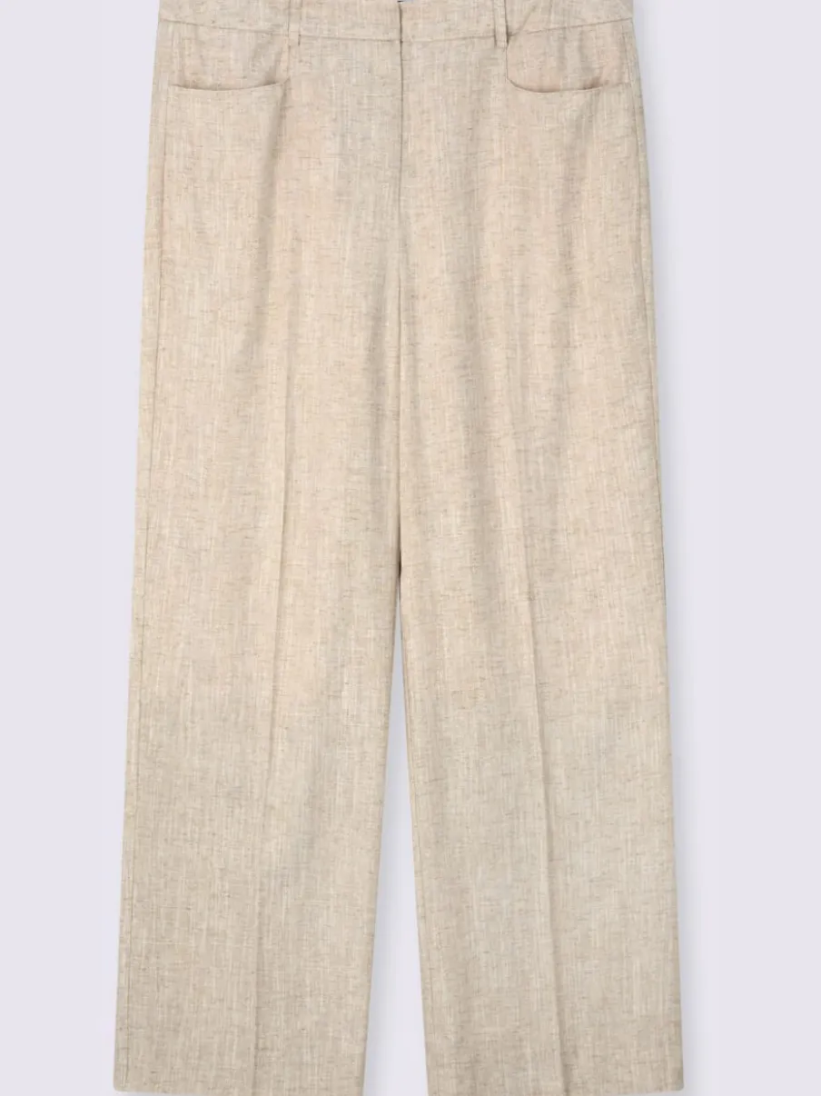 Pantalon en lin plis repassés, effet affinant