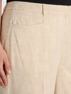 Pantalon en lin plis repassés, effet affinant