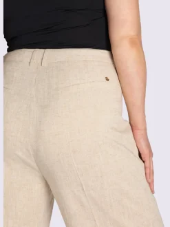 Pantalon en lin plis repassés, effet affinant