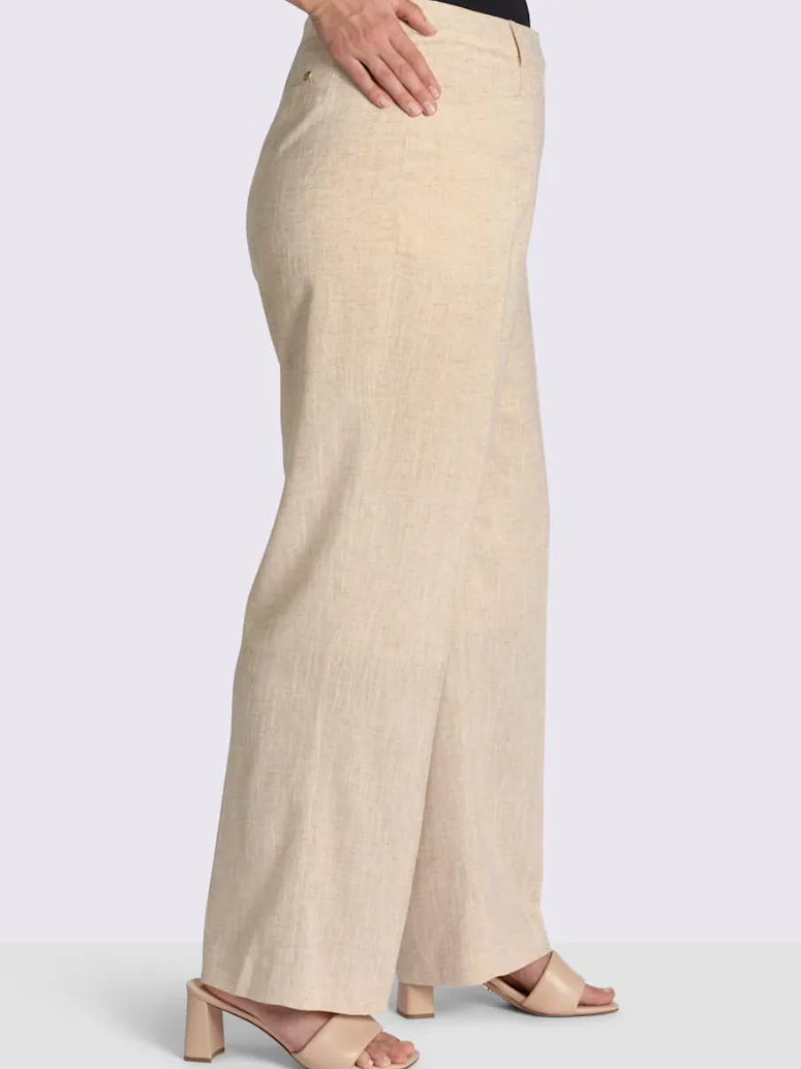 Pantalon en lin plis repassés, effet affinant