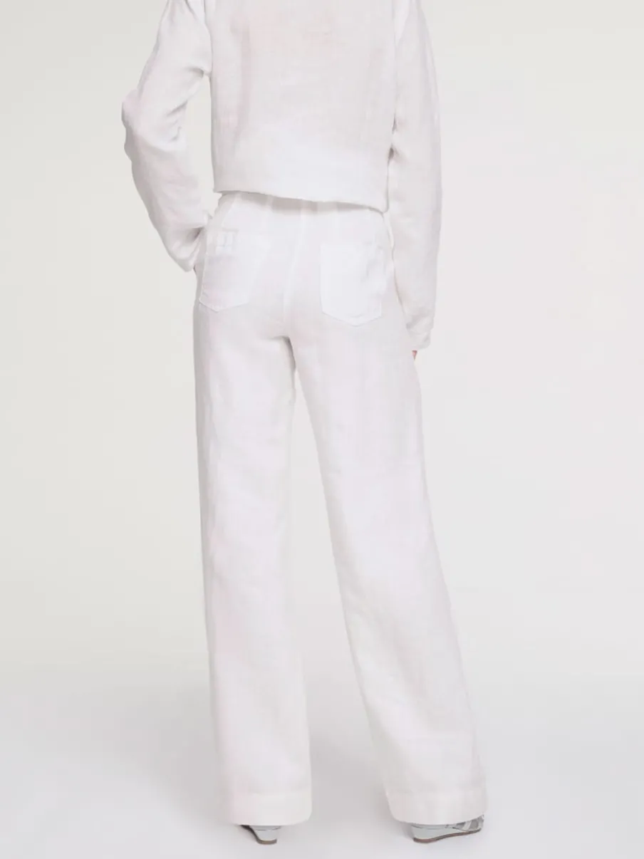 Pantalon en lin à poches fendues style décontracté