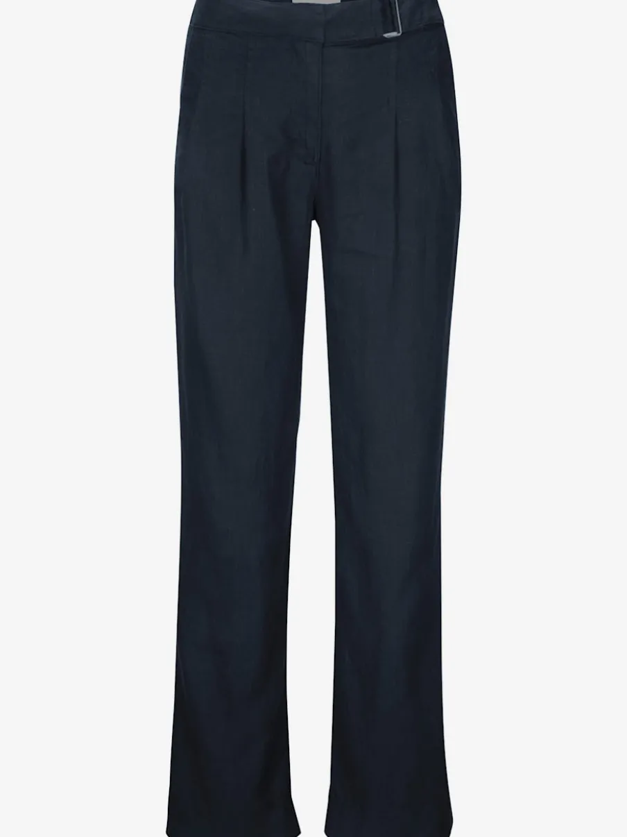 Pantalon en lin à poches fendues style décontracté