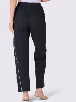 Pantalon en matière sweat avec ceinture élastique et passepoil sportif