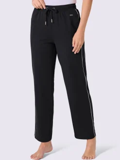 Pantalon en matière sweat avec ceinture élastique et passepoil sportif