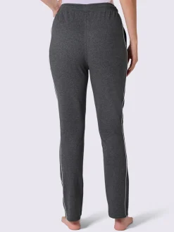 Pantalon en matière sweat avec ceinture élastique et passepoil sportif