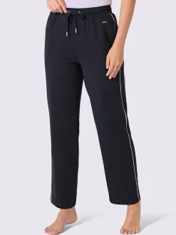 Pantalon en matière sweat avec ceinture élastique et passepoil sportif