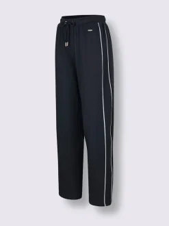 Pantalon en matière sweat avec ceinture élastique et passepoil sportif
