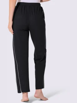 Pantalon en matière sweat avec ceinture élastique et passepoil sportif