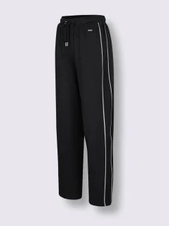 Pantalon en matière sweat avec ceinture élastique et passepoil sportif