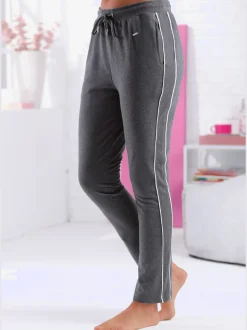 Pantalon en matière sweat avec ceinture élastique et passepoil sportif