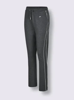 Pantalon en matière sweat avec ceinture élastique et passepoil sportif
