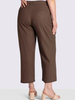 Pantalon en mélange de lin coutures décoratives