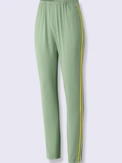 Pantalon en modal avec rayures latérales et ceinture élastique