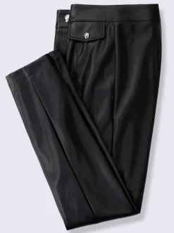 Pantalon en synthétique avec revêtement brillant et boutons décoratifs