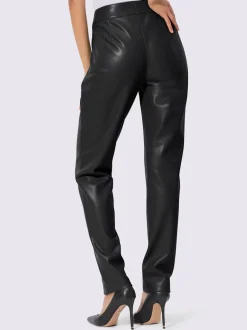 Pantalon en synthétique avec revêtement brillant et boutons décoratifs