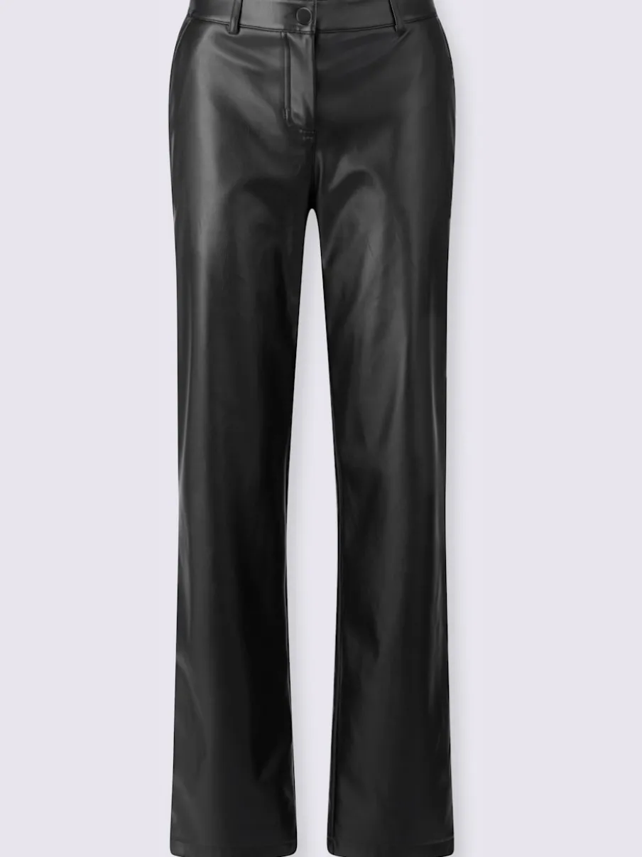 Pantalon en synthétique à jambes larges avec poches et ceinture intégrée