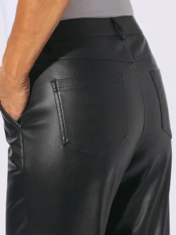 Pantalon en synthétique à jambes larges avec poches et ceinture intégrée
