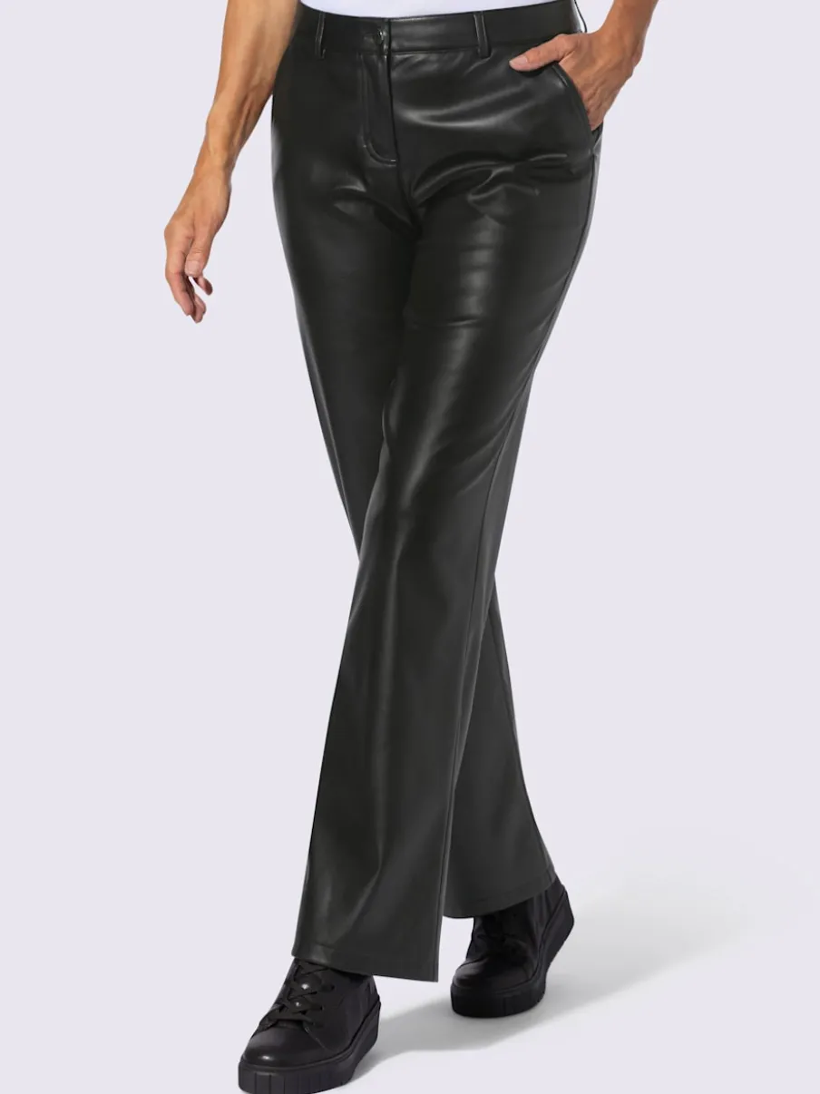 Pantalon en synthétique à jambes larges avec poches et ceinture intégrée
