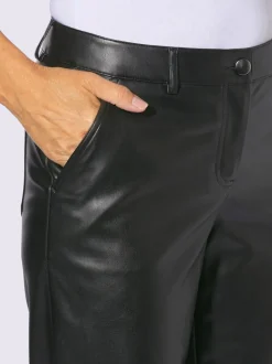 Pantalon en synthétique à jambes larges avec poches et ceinture intégrée