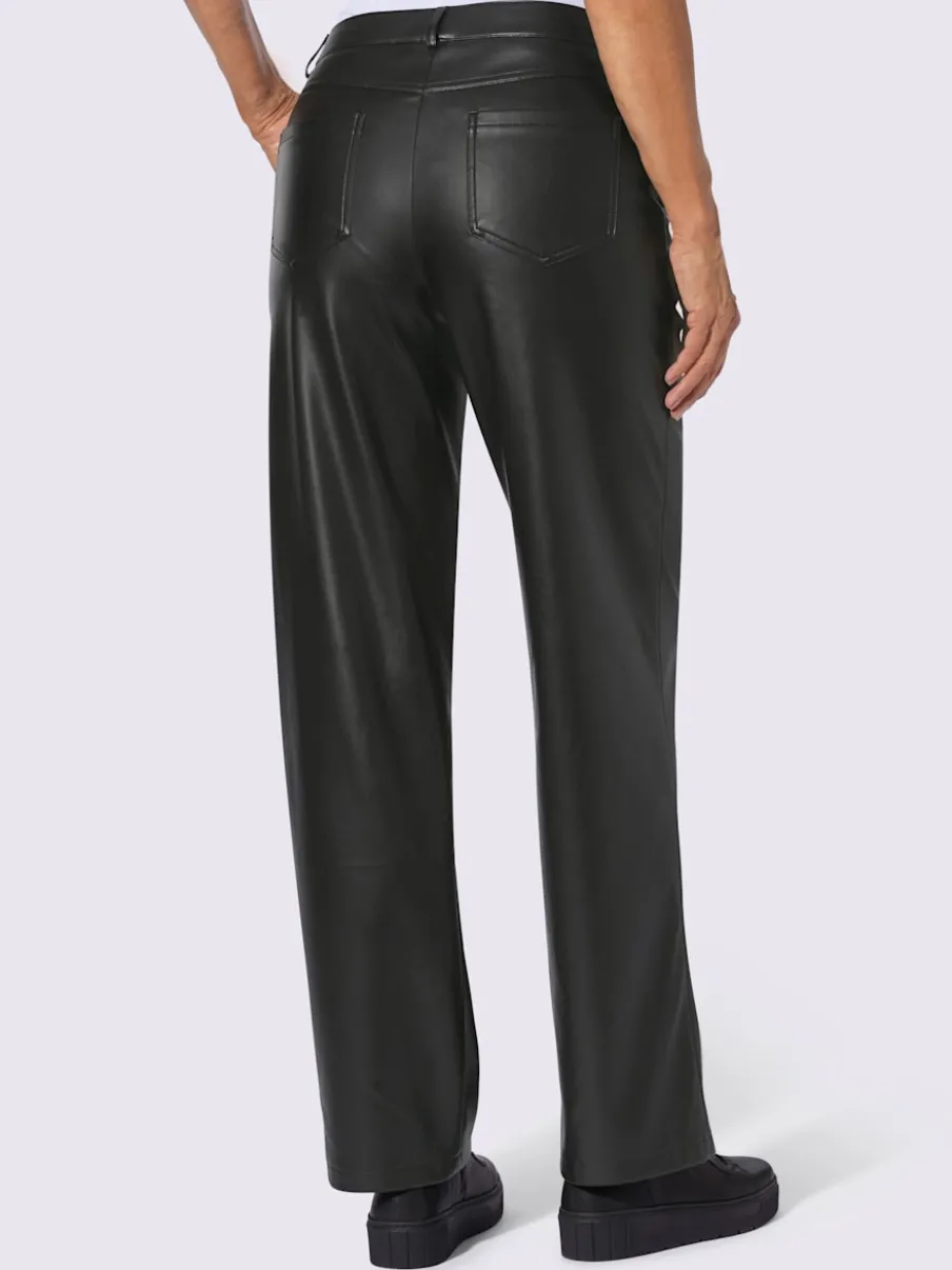 Pantalon en synthétique à jambes larges avec poches et ceinture intégrée