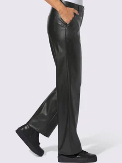 Pantalon en synthétique à jambes larges avec poches et ceinture intégrée