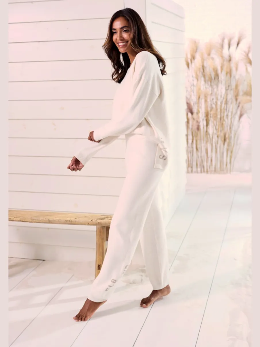 Pantalon en tricot doux avec ceinture élastique et jambes étroites