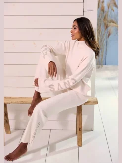 Pantalon en tricot doux avec ceinture élastique et jambes larges